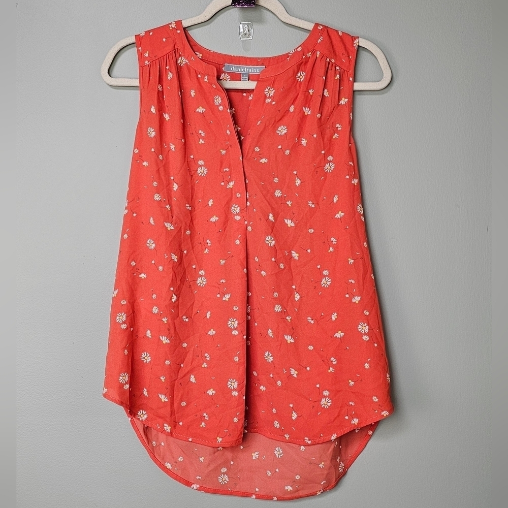 Daniel Rainn Women's Orange Sleeveless Floral Flowy Daisy Print Top, Size Small - Picture 3 of 11